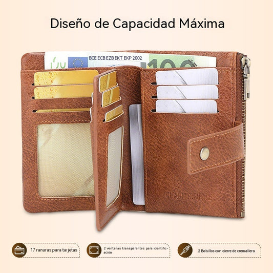 🥳¡OFERTA ESPECIAL 2026!🥳💞¡Más de 50.000 unidades vendidas!👛🛡️ ¡50% de descuento! Cartera de piel para mujer con bloqueo RFID: bloquea el robo digital. Piel suave, múltiples compartimentos. Segura y elegante. 👜💳