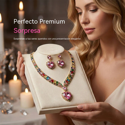 💎 ¡50% DE DESCUENTO POR TIEMPO LIMITADO! ✨ Conjunto de joyas Corazón Brillante: collar y pendientes, elegante y ligero 💖