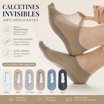 🧦【6 pares 24 euros】Calcetines invisibles transpirables de malla fina antideslizantes universales de 6 piezas