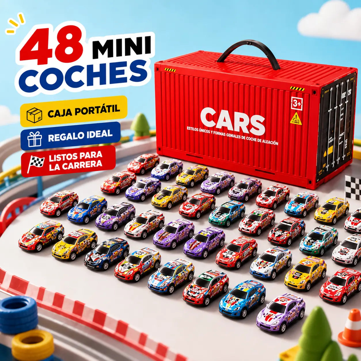 【50%OFF】🎁48 minicoches extraíbles con garaje incorporado