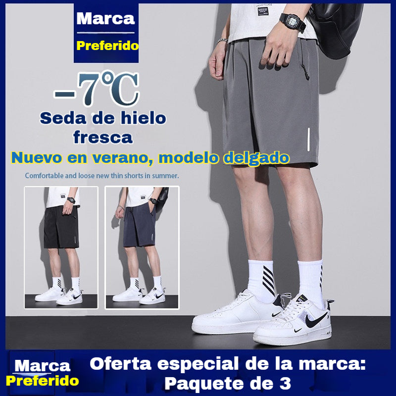 👖【M-8XL】😎【Juego de 3 piezas】Shorts elásticos de secado rápido para hombre