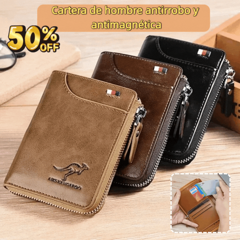 💥⏰Oferta por tiempo limitado：😎💰2025 Cartera antimagnética para hombre, de cuero suave y gran capacidad