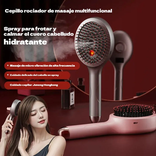 💆‍♀️Peine de masaje con spray que relaja el cuero cabelludo, peine de masaje para peinar y cuidar el cabello en casa con masaje vibratorio.