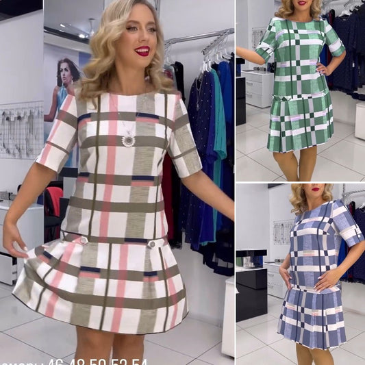 👗【S-5XL】Nuevo vestido elegante a cuadros multicolor 2026