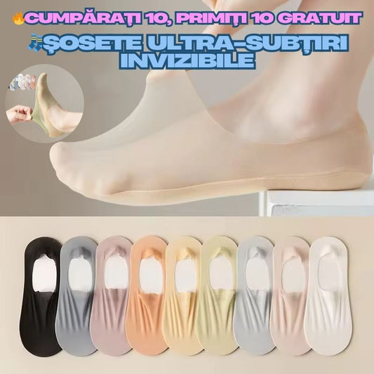 🧦🔥✨【10 pares】🥰 Calcetines invisibles ultrafinos antideslizantes de silicona para mujer