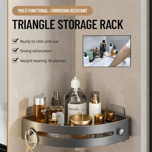 🔥🚿Estante de almacenamiento triangular con ventosa y sin taladro para baño