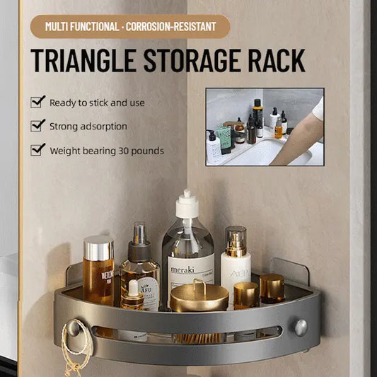 🔥🚿Estante de almacenamiento triangular con ventosa y sin taladro para baño
