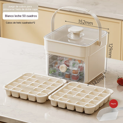 ✨🧊 Máquina de hielo portátil | Con tapa y recipiente para almacenar hielo (hace 50 cubitos de hielo a la vez)