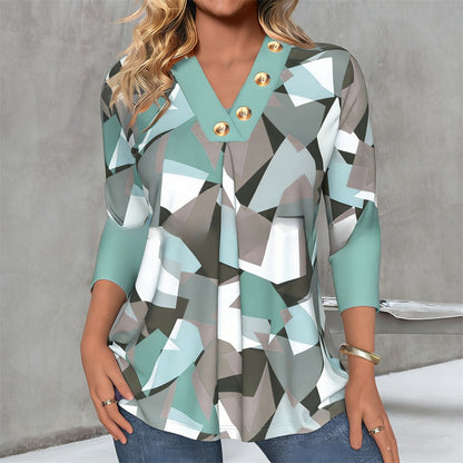 ✨【Oferta por tiempo limitado】Camisa con botones y estampado retro para mujer (2026)