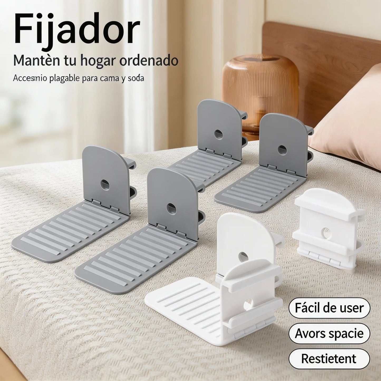 2 juegos, 4 piezas por juego-26€-Sujetadores de sábanas: clips antideslizantes, invisibles y sin agujas que fijan las sábanas y las sábanas bajeras por las esquinas para evitar que se muevan.