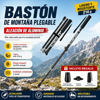 🦯Bastón de trekking ajustable de aleación de aluminio: duradero, con absorción de impactos y ligero
