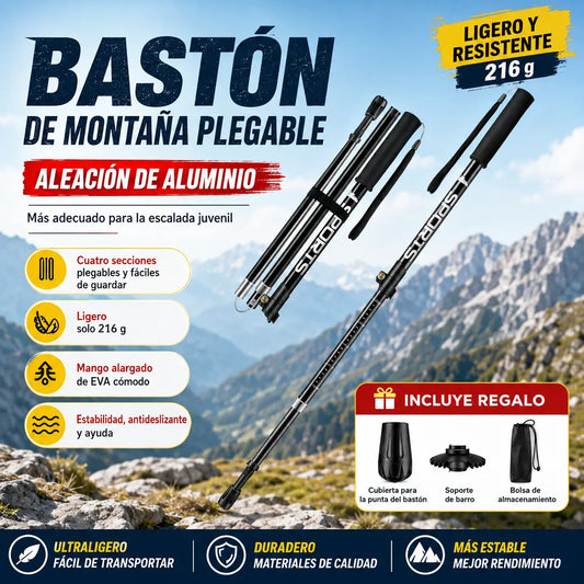 🦯Bastón de trekking ajustable de aleación de aluminio: duradero, con absorción de impactos y ligero