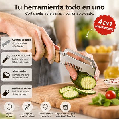 ✅Compra 1 y llévate 1 gratis 🧅🔪 Pelador de cocina multifuncional 3 en 1: ¡Pela, corta y abre botellas! 🔥