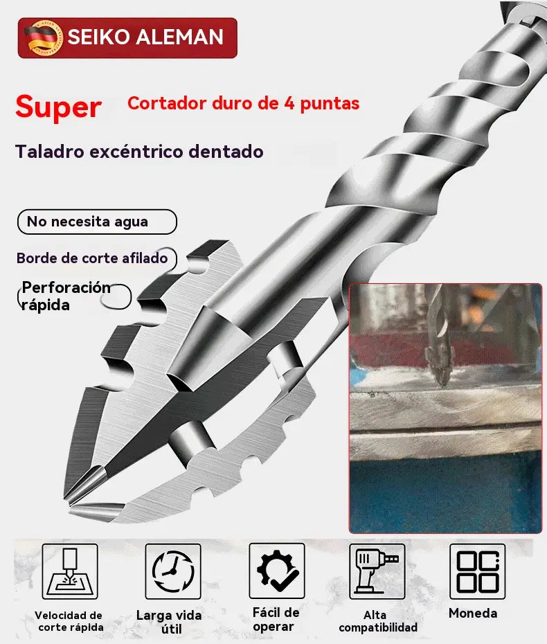 🥇【3+4+5+6+8+10+12+14+16mm】Broca excéntrica de acero de tungsteno superduro de séptima generación con borde dentado