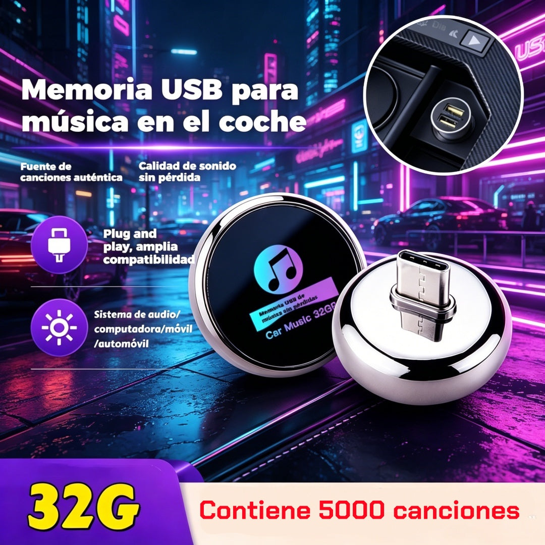【32G】Memoria USB de metal de 32 GB para música de coche con calidad de audio sin pérdidas【Contiene 5000 canciones 】