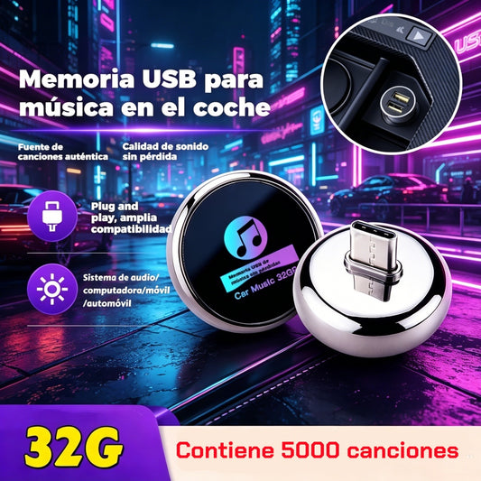 【32G】Memoria USB de metal de 32 GB para música de coche con calidad de audio sin pérdidas【Contiene 5000 canciones 】