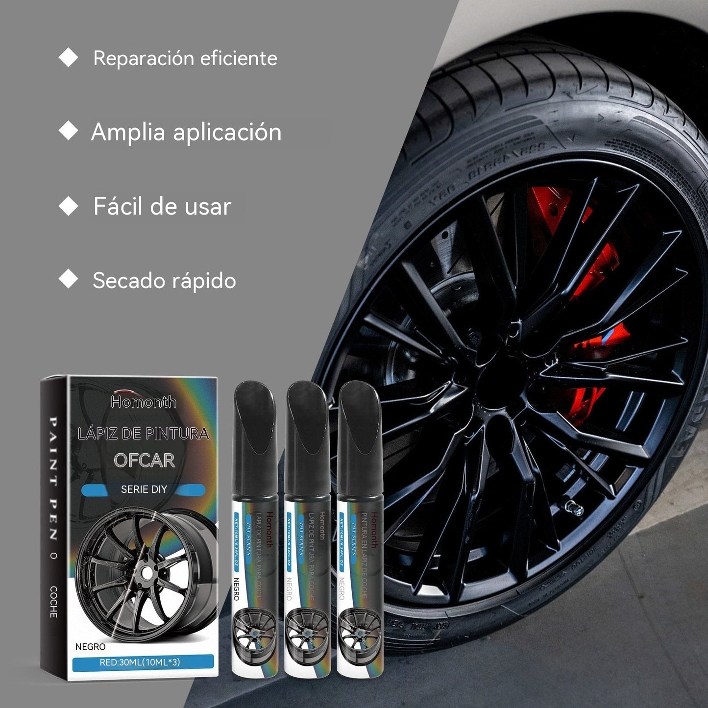 [3 piezas 23 euros] Lápiz mágico reparador de arañazos para coches: repara los arañazos de las llantas en minutos. Fórmula permanente que no gotea. Incluye capa protectora transparente. ✨🔧