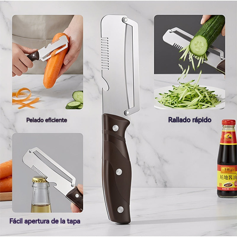 🔥3 artículos por solo 24 euros🧅🔪 Pelador de cocina multifuncional 3 en 1: ¡Pela, corta y abre tapones de botellas!