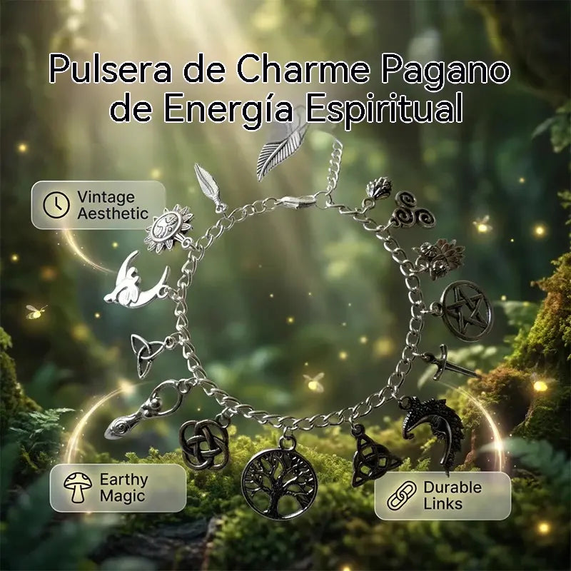 Pulsera de dijes vintage con aire místico para mujer – Joyería celestial, gótica y boho 🔮✨