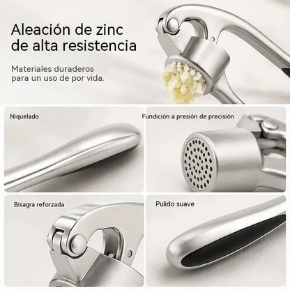 Prensa de ajos premium con mango ergonómico suave y fácil de apretar.