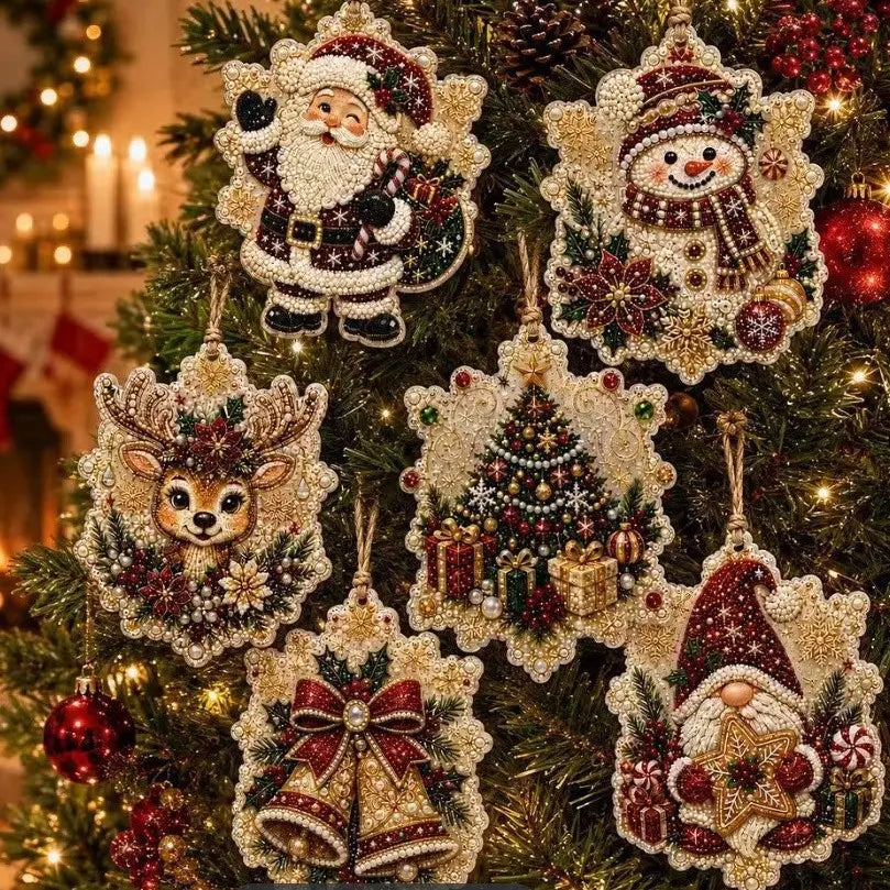 💖Un juego de 6 piezas por solo 23 euros.🎄✨Adornos navideños de madera hechos en casa