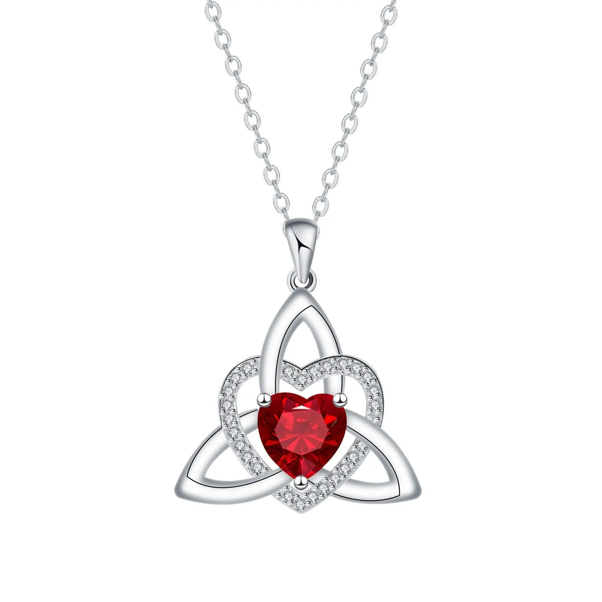 ⏳Oferta por tiempo limitado⏰ Collar de corazón con nudo de la Trinidad celta y piedra de nacimiento✨ Colgante de corazón con nudo de la Trinidad celta y piedra de nacimiento