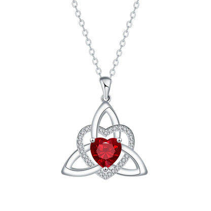 ⏳Oferta por tiempo limitado⏰ Collar de corazón con nudo de la Trinidad celta y piedra de nacimiento✨ Colgante de corazón con nudo de la Trinidad celta y piedra de nacimiento