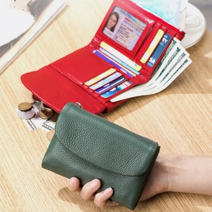 [Último día de promoción]Cartera unisex Pebble de piel auténtica con protección RFID