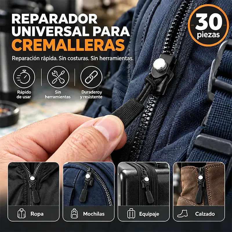 🔧✨ Reparador Universal de Cremalleras | Tirador de Repuesto Desmontable para Chaquetas, Mochilas, Bolsos y Ropa