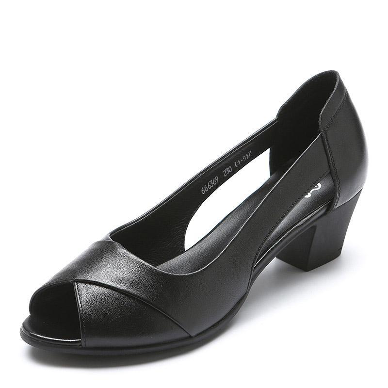🔥【35-40】 2026 Nuevas sandalias antideslizantes de cuero genuino con tacón grueso y suela suave