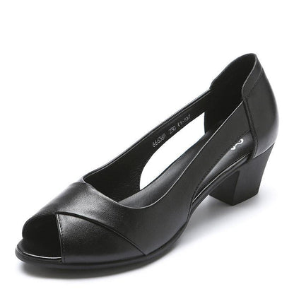 🔥【35-40】 2026 Nuevas sandalias antideslizantes de cuero genuino con tacón grueso y suela suave