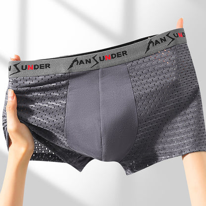🔥【8 piezas】🧊Calzoncillos bóxer cómodos de seda helada de malla transpirable para hombre