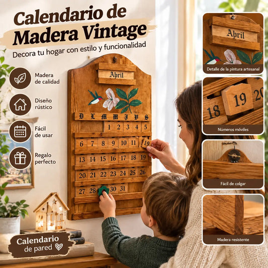 Nueva decoración de pared: calendario festivo de madera con piezas móviles