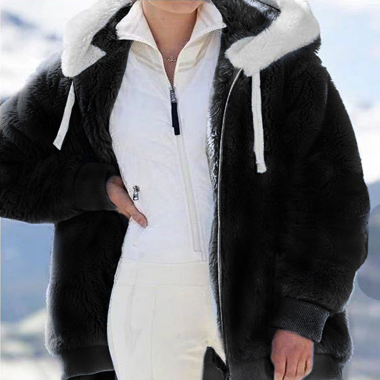 ☃️Oferta limitada: 39% de descuento❄️【S-5XL】Chaqueta de mujer 2026 de felpa gruesa con rayas en contraste