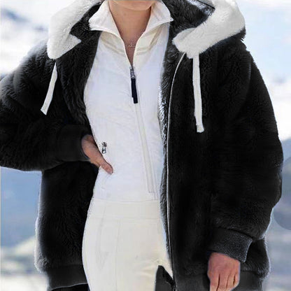 ☃️Oferta limitada: 39% de descuento❄️【S-5XL】Chaqueta de mujer 2026 de felpa gruesa con rayas en contraste