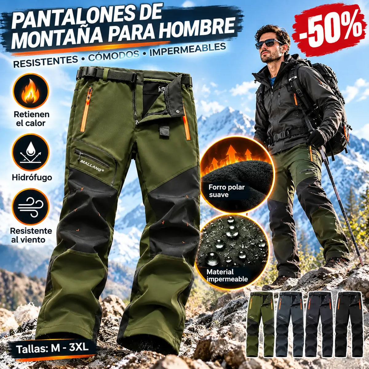 🏃‍♂️【S–5XL】Nuevos pantalones de exterior para hombre (otoño/invierno 2026) – Cálidos, con forro polar, impermeables y cortavientos.