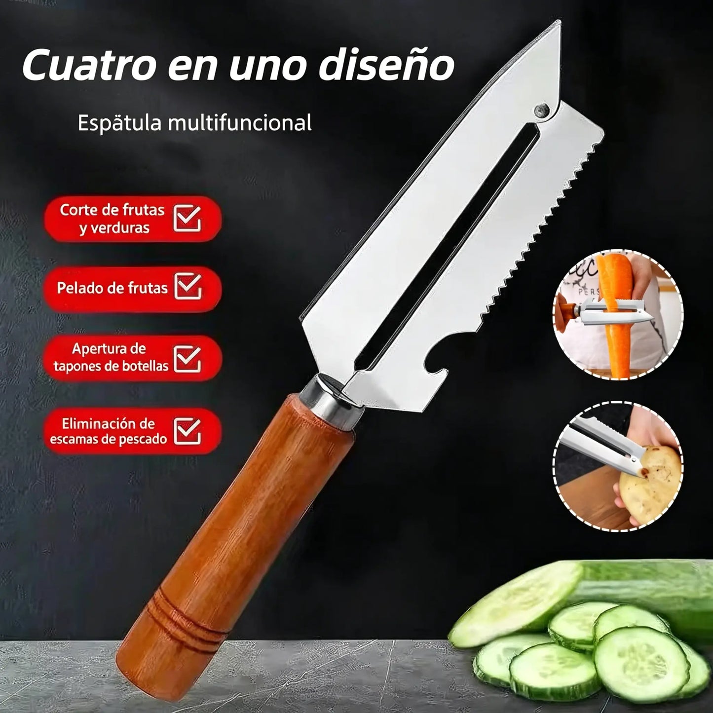🥕 ¡Compra 1 y llévate 1 gratis! ✨ Pelador de cocina multifuncional: fabricado en acero inoxidable con mango ergonómico, ideal para frutas, verduras y carne 🔪