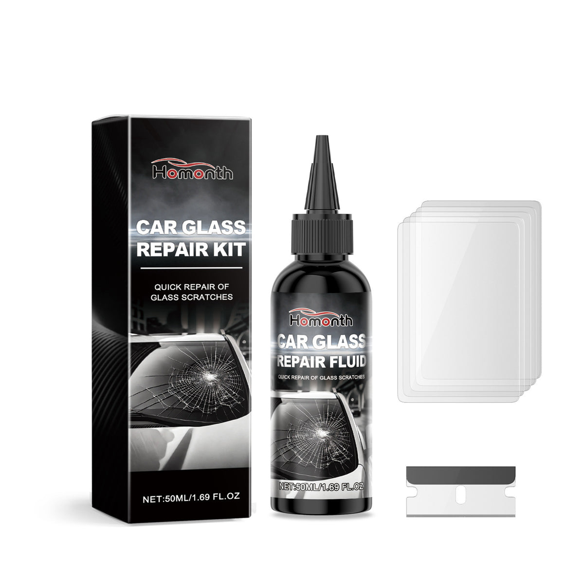 🔥Kit de reparación rápida de grietas en parabrisas🚗🔍