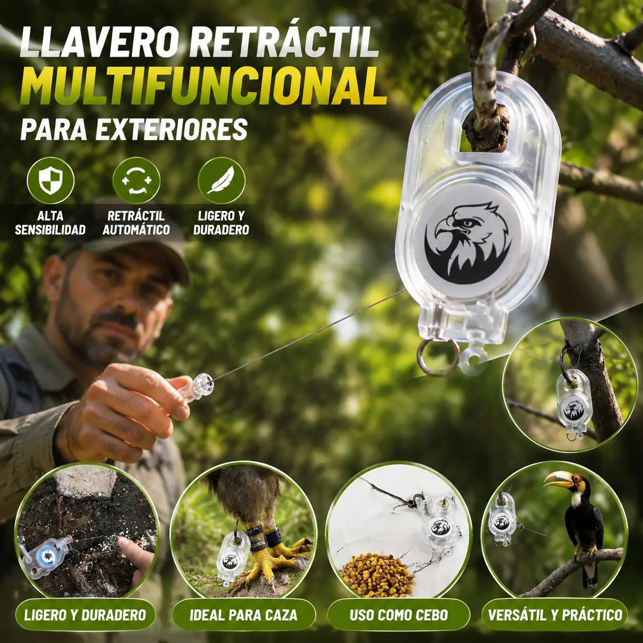 【8 piezas】Trampa de resorte para exteriores, trampa de bloqueo automático de alta sensibilidad