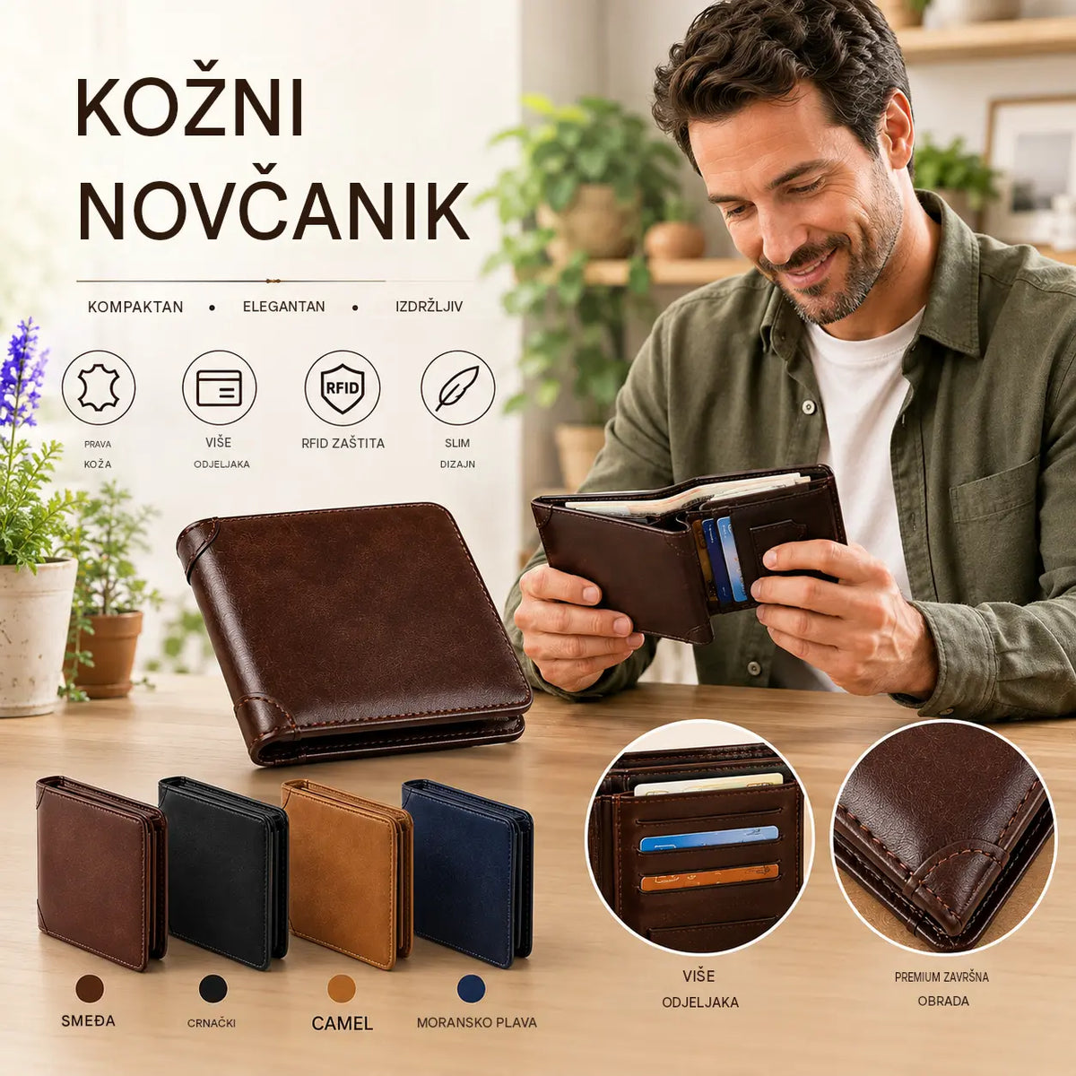 👝✨ Novi muški novčanik od prave kože sa zaštitom od krađe