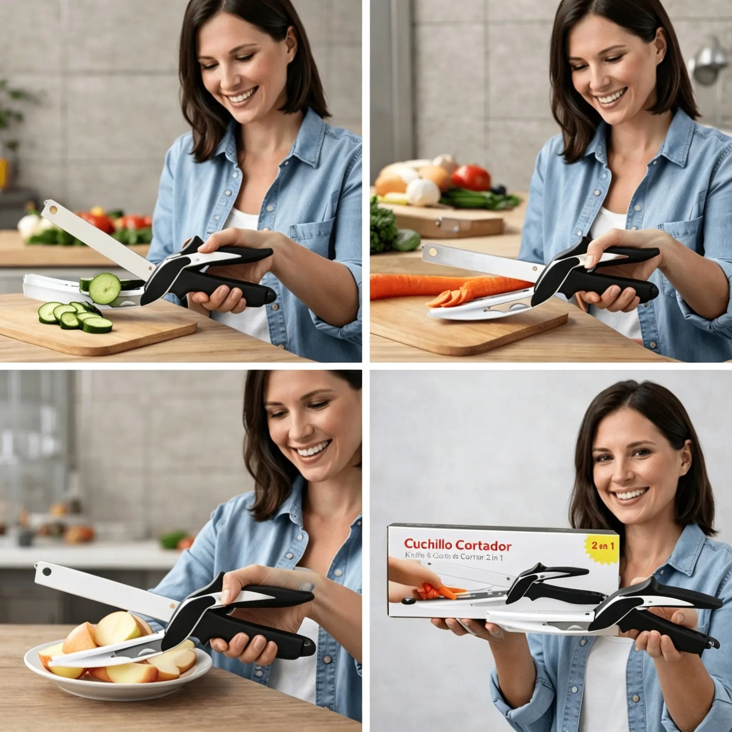 ✂️🛡️Tijeras de resorte portátiles multifuncionales 2 en 1 de acero inoxidable para cocinas domésticas y de trabajo.