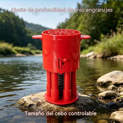 🎣 Dispensador de cebo para pesca. El cebo se dosifica con precisión en cantidades medidas y se comprime hasta obtener una forma uniforme y compacta.