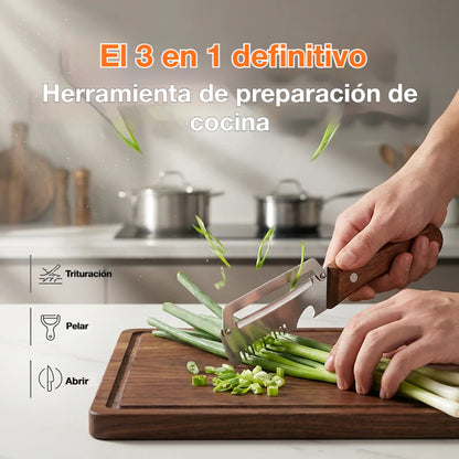 ✅【Compra 1 lleva 1 gratis】🧅🔪 Pelador de cocina multifuncional 3 en 1: ¡Pela, corta y abre tapones de botellas! 🔥