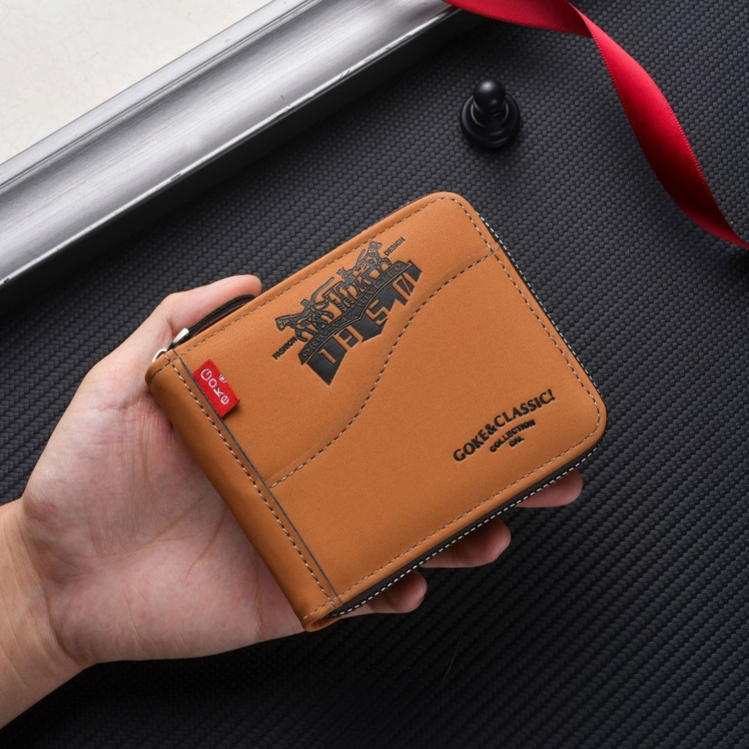 💥💥Nueva cartera corta retro con cremallera para hombre