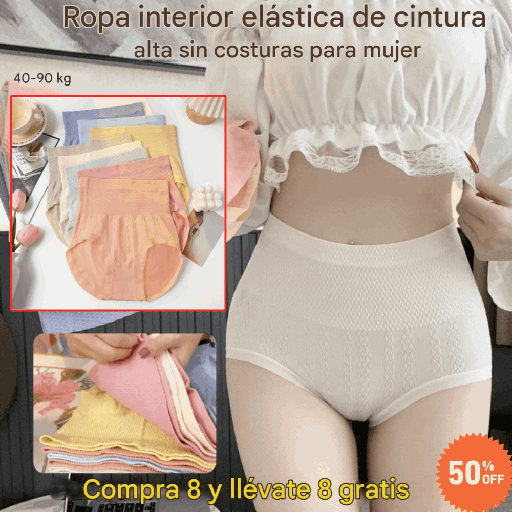 🔥【40-90 kg】🔥 Último día – 50 % de descuento – Braguitas antibacterianas de talle alto con control de abdomen