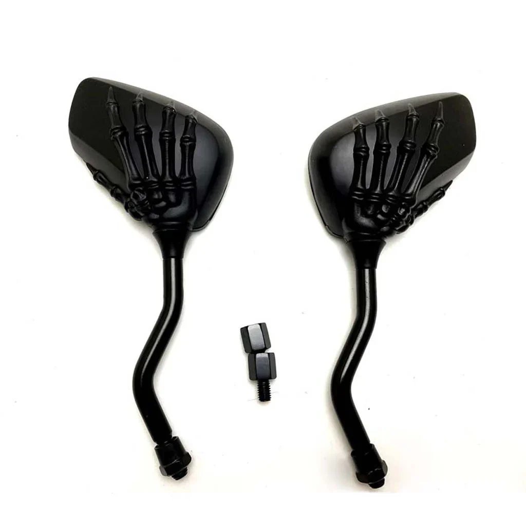 💀🏍️🔍【1 par】🔥Espejo retrovisor de motocicleta con mano fantasma galvanizada, accesorio de seguridad en la conducción, universal para motocicletas y vehículos eléctricos.