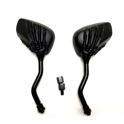 💀🏍️🔍【1 par】🔥Espejo retrovisor de motocicleta con mano fantasma galvanizada, accesorio de seguridad en la conducción, universal para motocicletas y vehículos eléctricos.