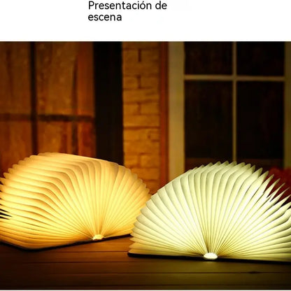 💡✨Lámpara de escritorio tricolor que protege la vista, lámpara LED de madera con páginas que se abren, set de regalo.
