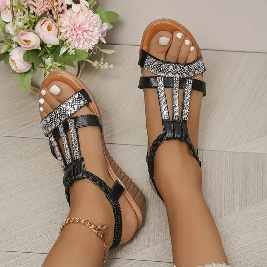 🌟[50%OFF]👡[34-43] Verano 2026Nuevas sandalias de cuña con diamantes de imitación para mujer