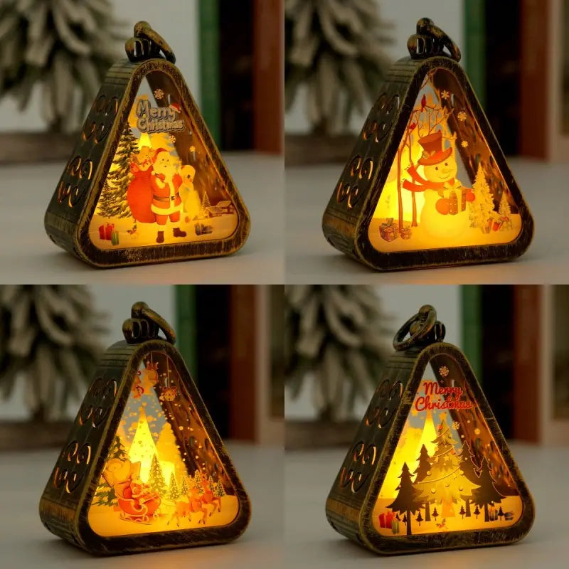 🌲🎅【1 sada za 4 ks.】🎁✨Vianočné retro nočné svetielka | Svietiaca dekorácia v tvare snehuliaka + dekorácia na okennú poličku alebo stôl